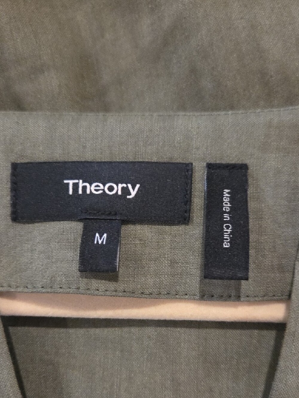 Theory Olive Green V-Neck Short-Sleeve Shift Dress - Picture 2 of 10